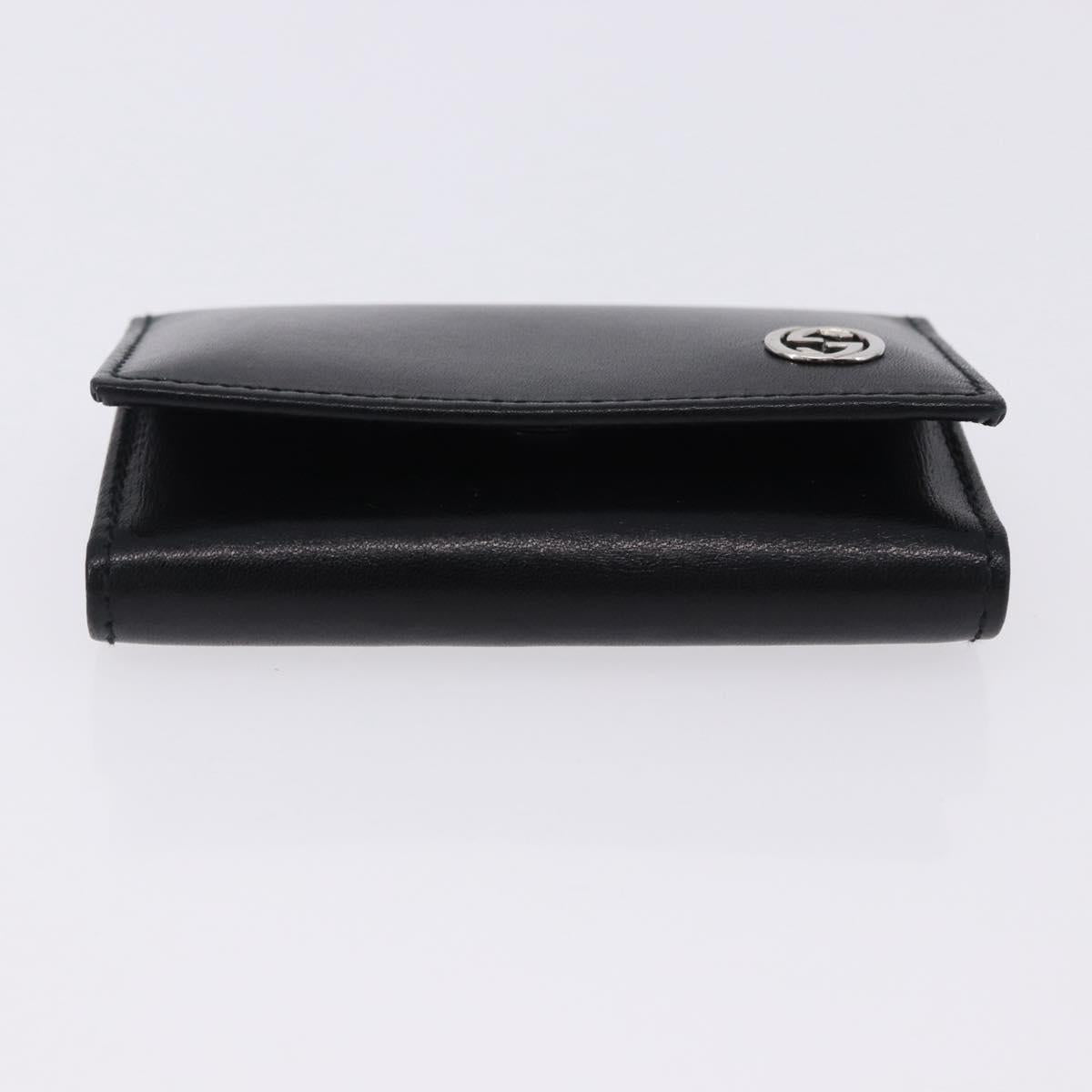 GUCCI Interlocking Key Case Leather Black Silver 115225 Auth am12352V