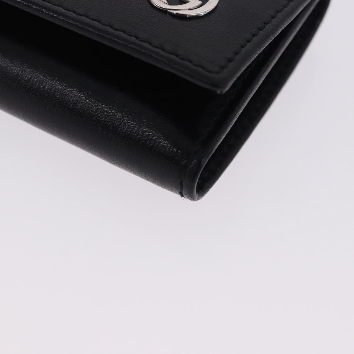 GUCCI Interlocking Key Case Leather Black Silver 115225 Auth am12352V