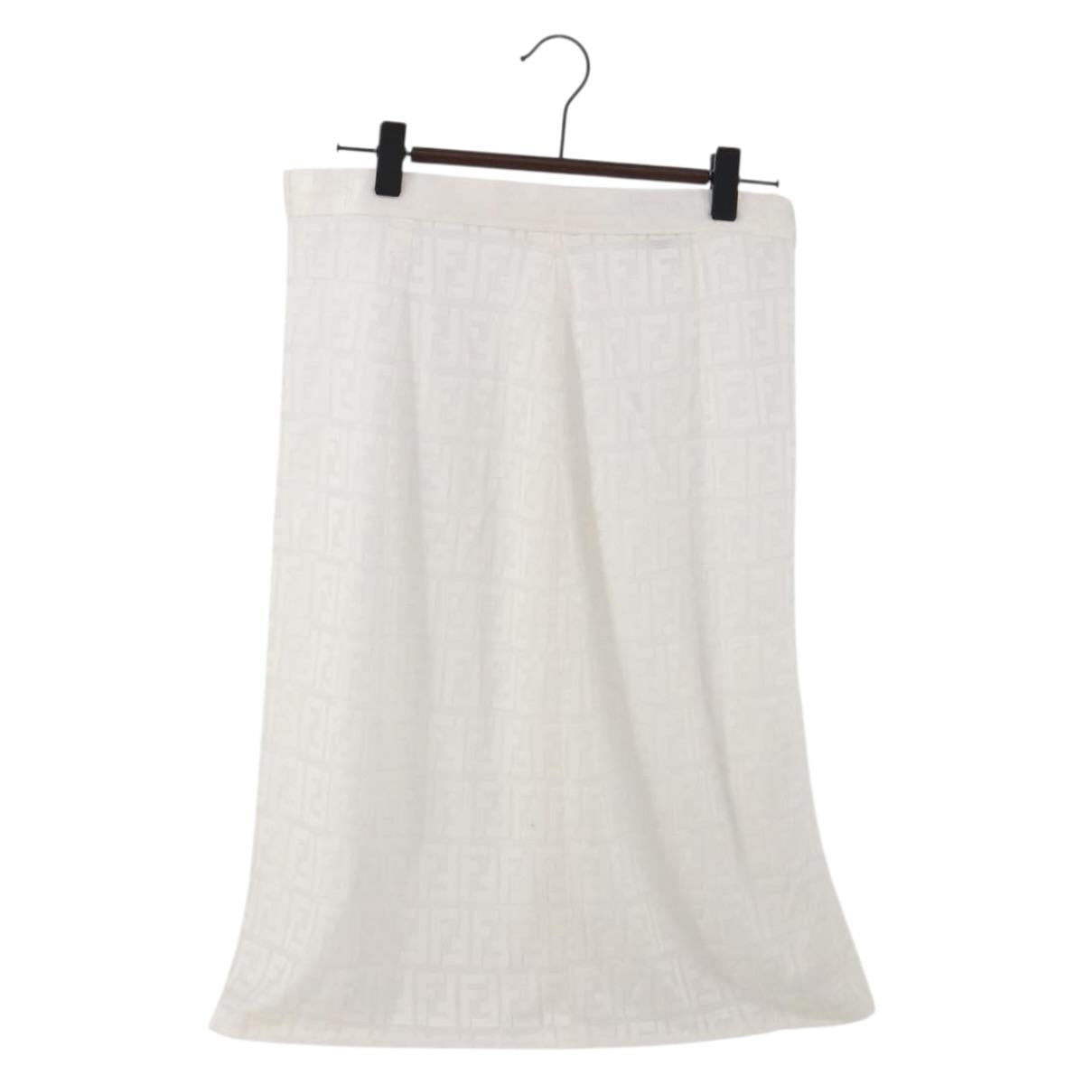 FENDI Zucca Skirt Polyester White Auth am12358