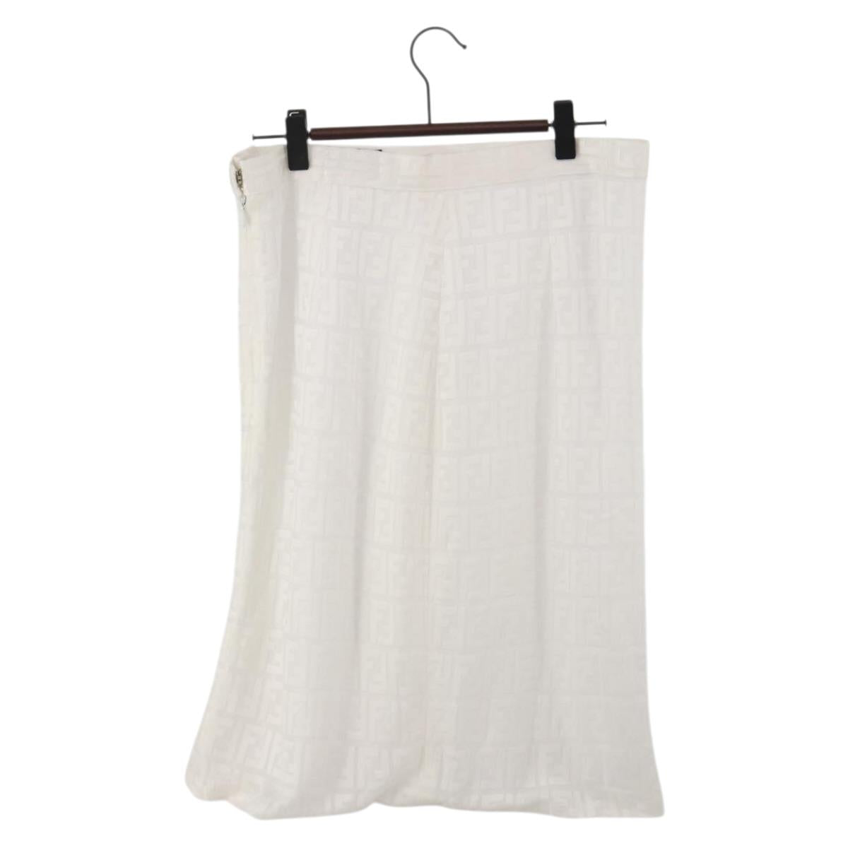 FENDI Zucca Skirt Polyester White Auth am12358