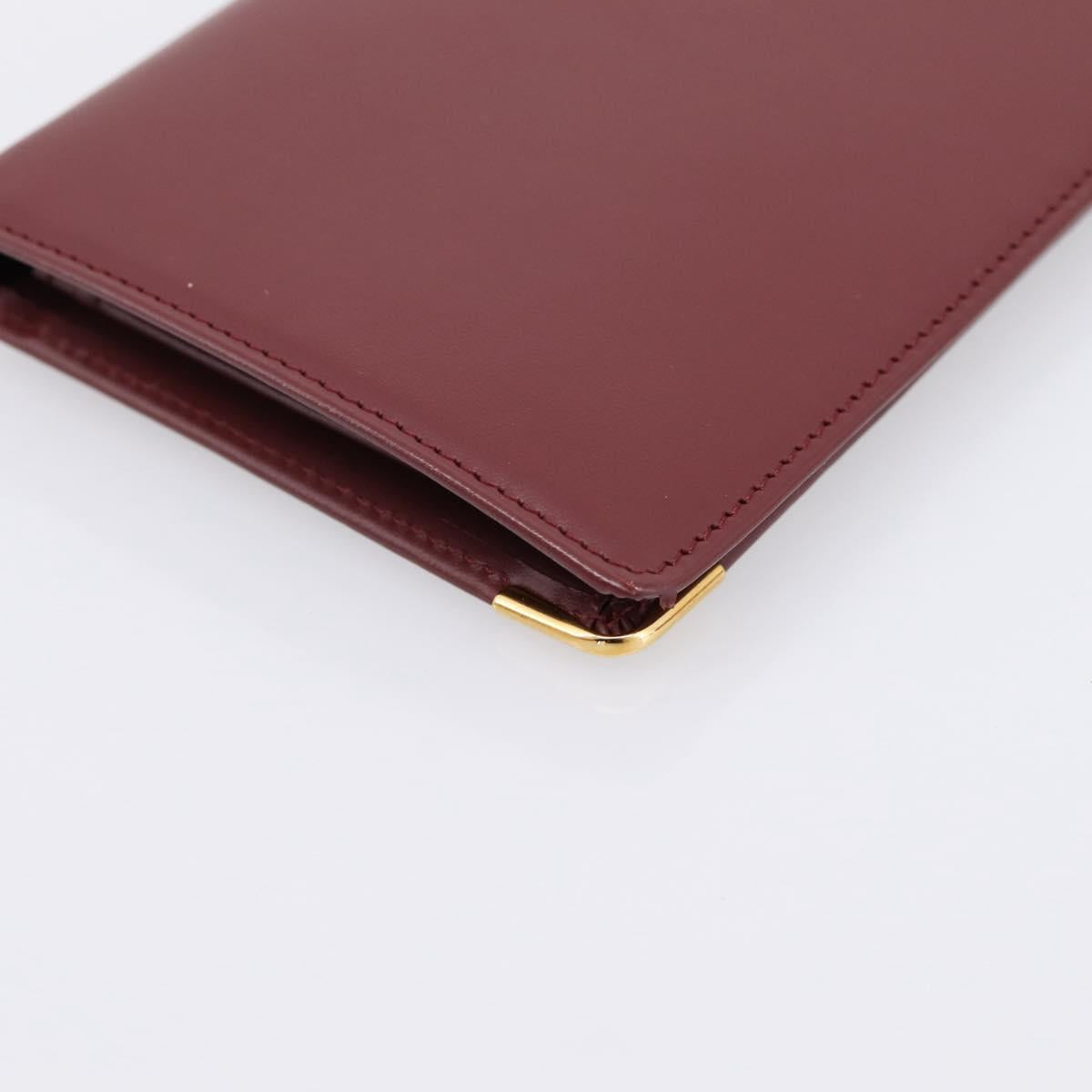 CARTIER Must Line Long Wallet Leather Bordeaux Gold Auth am12366V