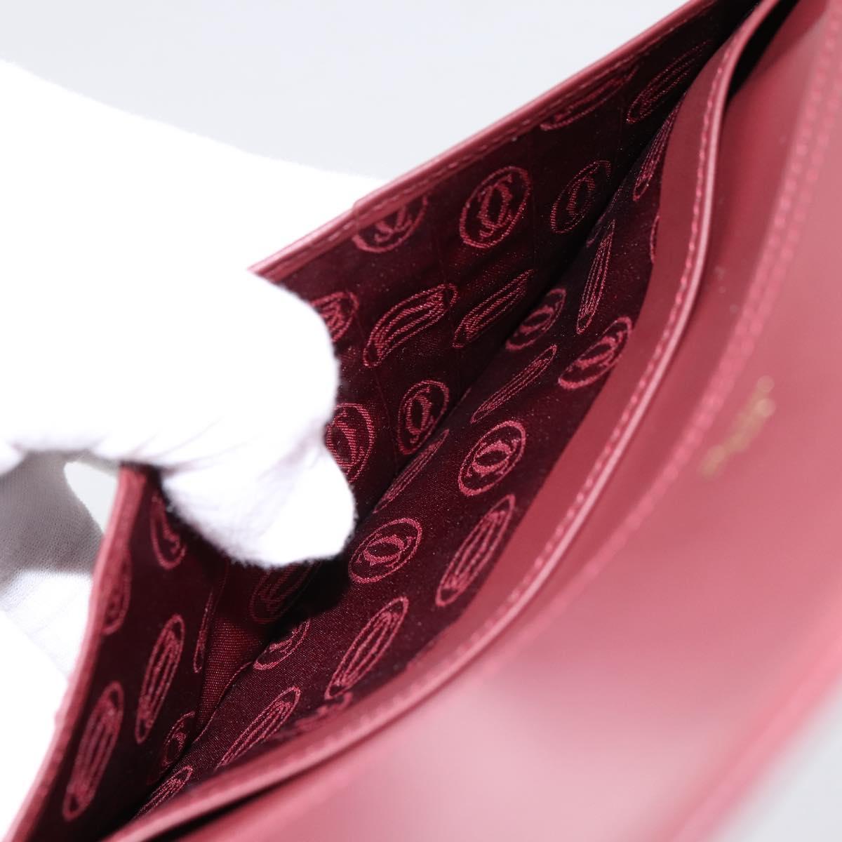 CARTIER Must Line Long Wallet Leather Bordeaux Gold Auth am12366V