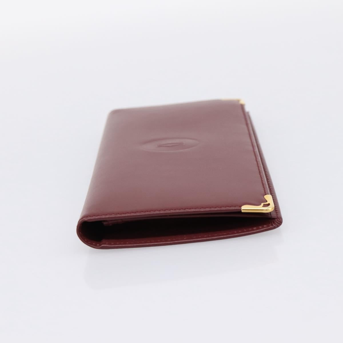 CARTIER Must Line Long Wallet Leather Bordeaux Gold Auth am12366V