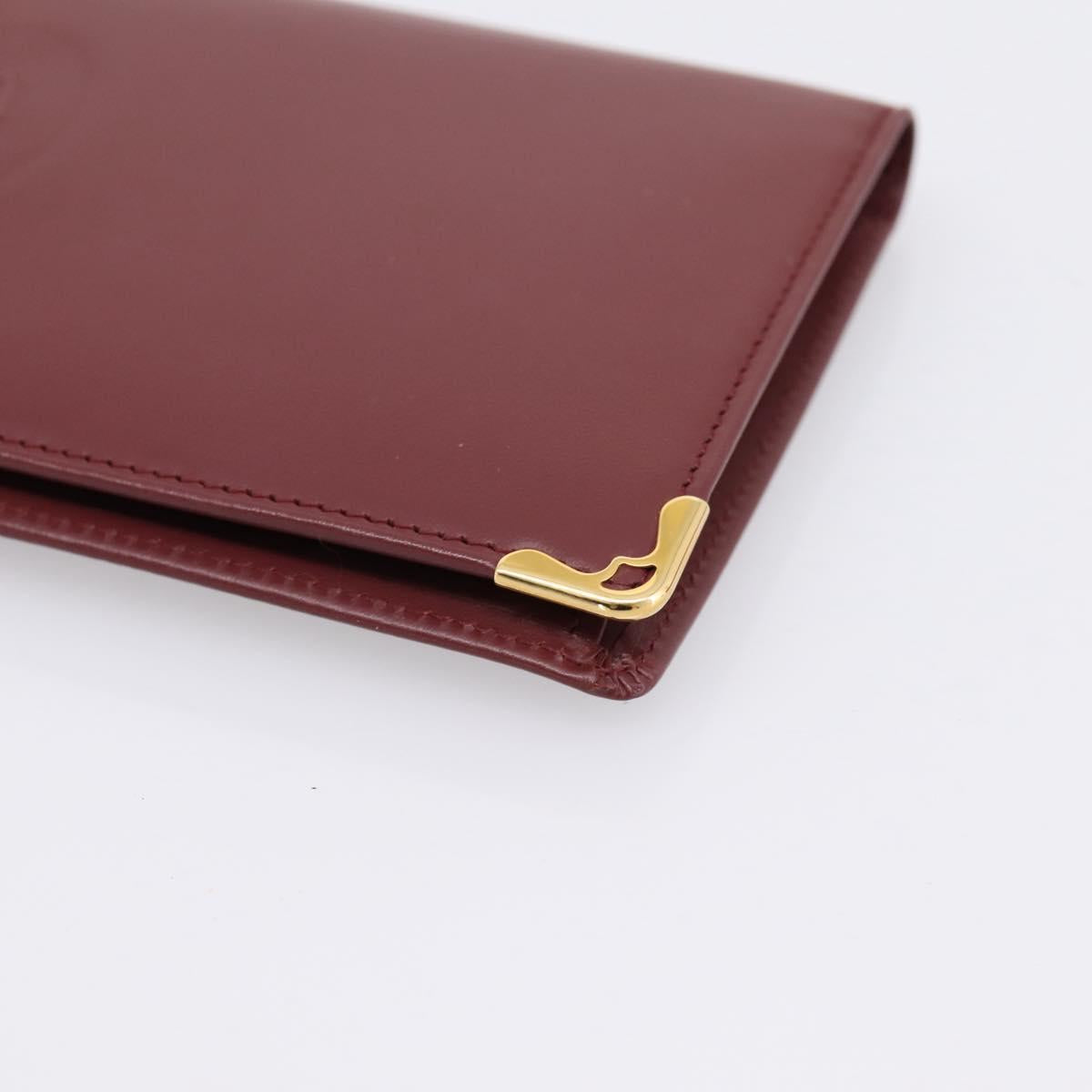 CARTIER Must Line Long Wallet Leather Bordeaux Gold Auth am12366V