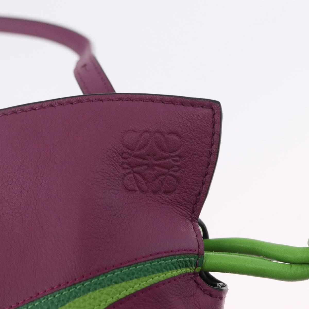 LOEWE x Ghibli Aogaeru Flamenco Clutch Mini Leather Purple Green Auth am12369SM