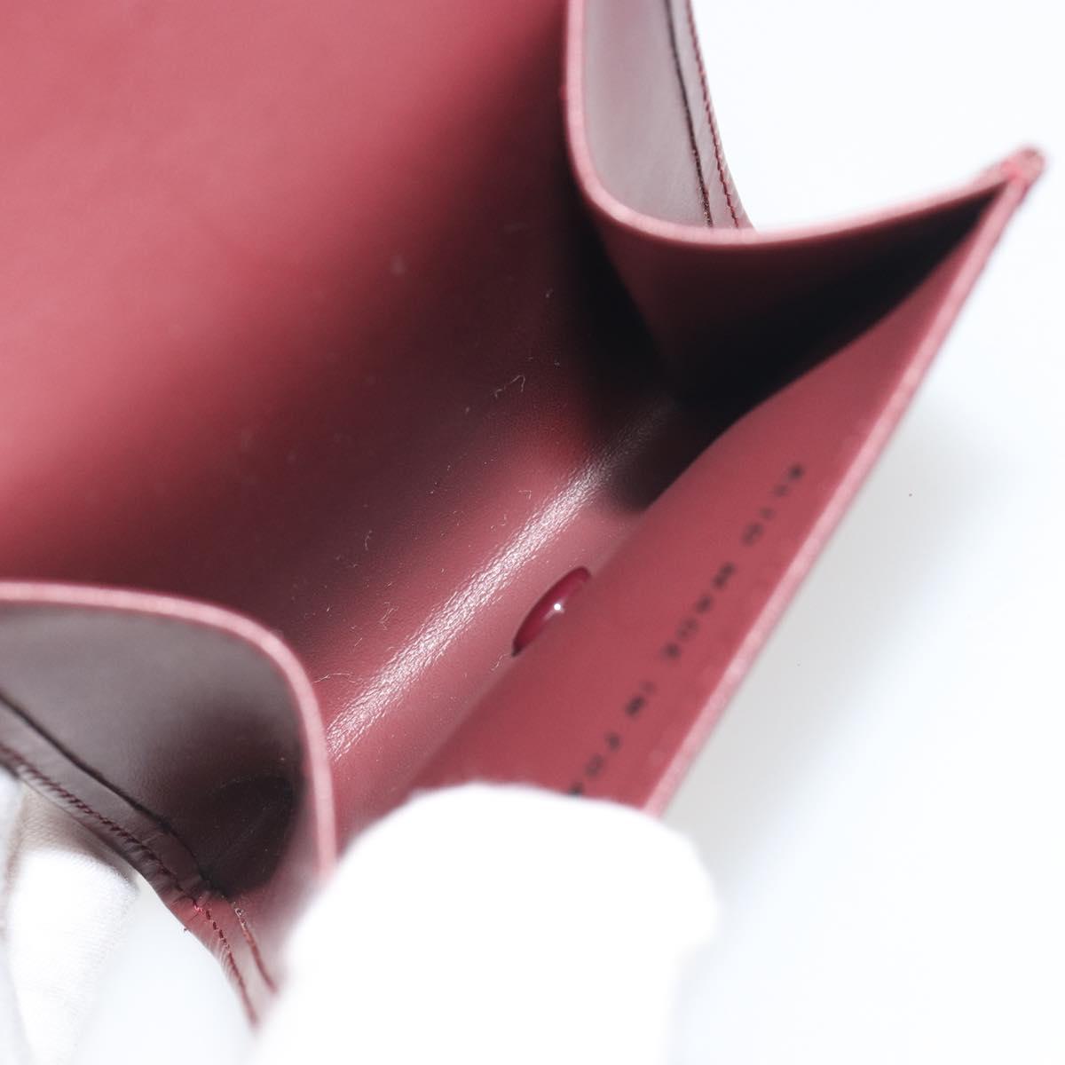 CARTIER Must Line Coin Purse Leather Bordeaux Gold Tone Auth am12371V