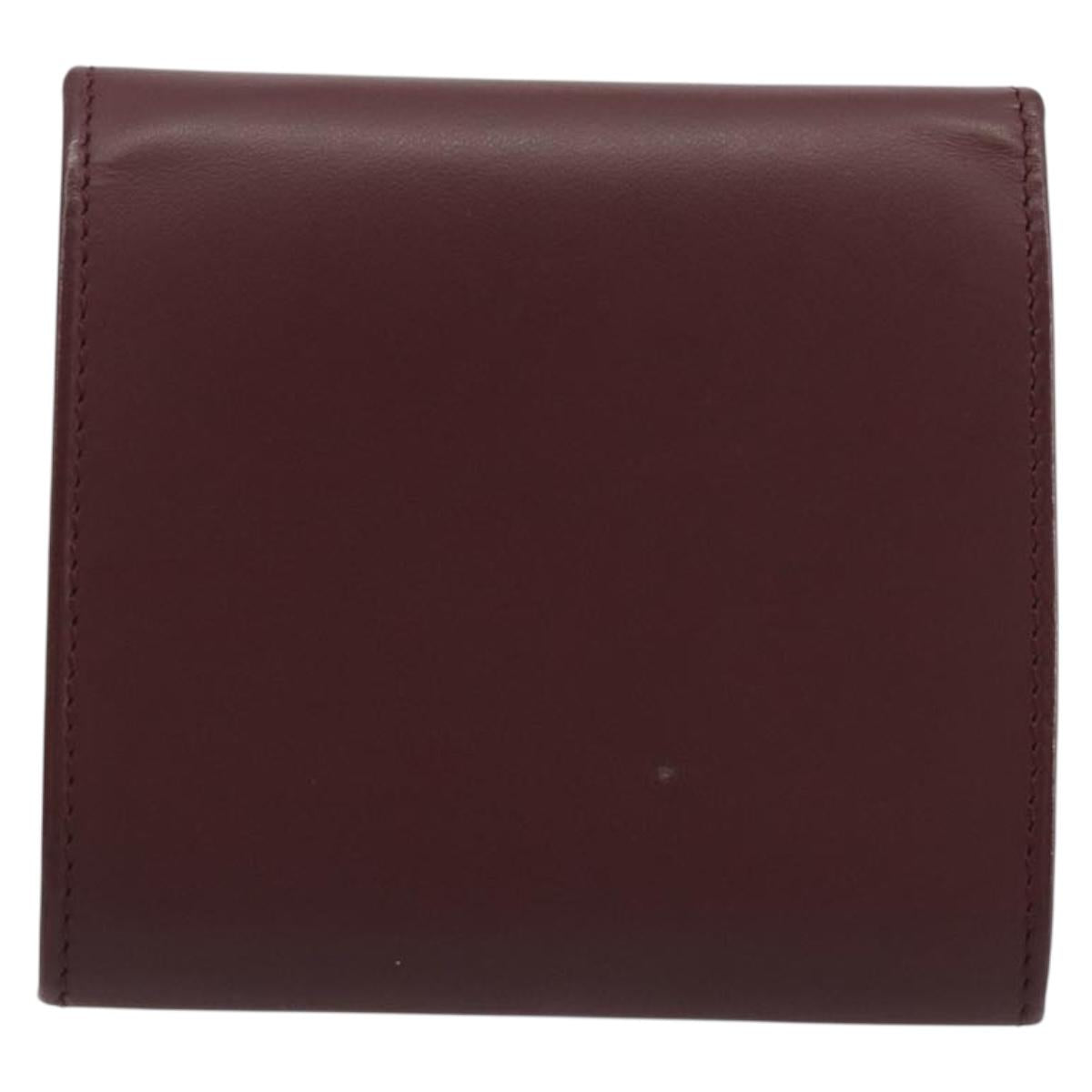 CARTIER Must Line Coin Purse Leather Bordeaux Gold Tone Auth am12371V