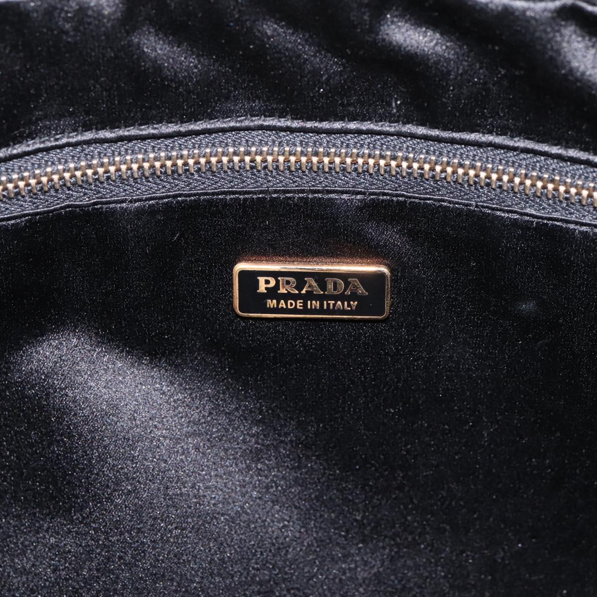 PRADA Hand Bag Saffiano Black Gold Tone Auth am12372SAM