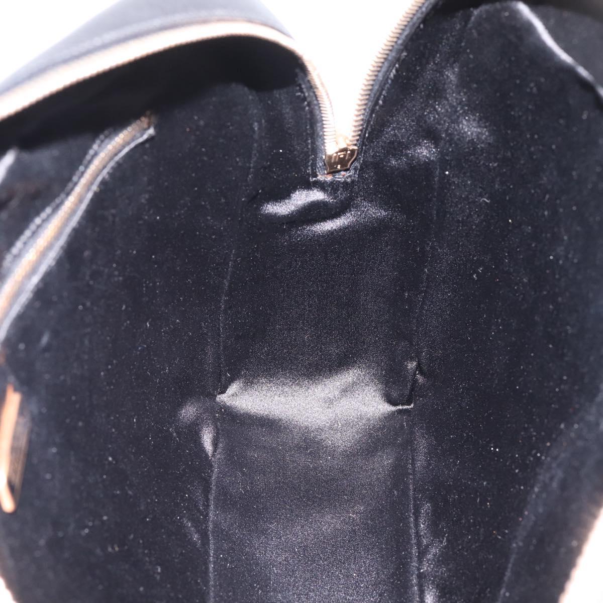 PRADA Hand Bag Saffiano Black Gold Tone Auth am12372SAM