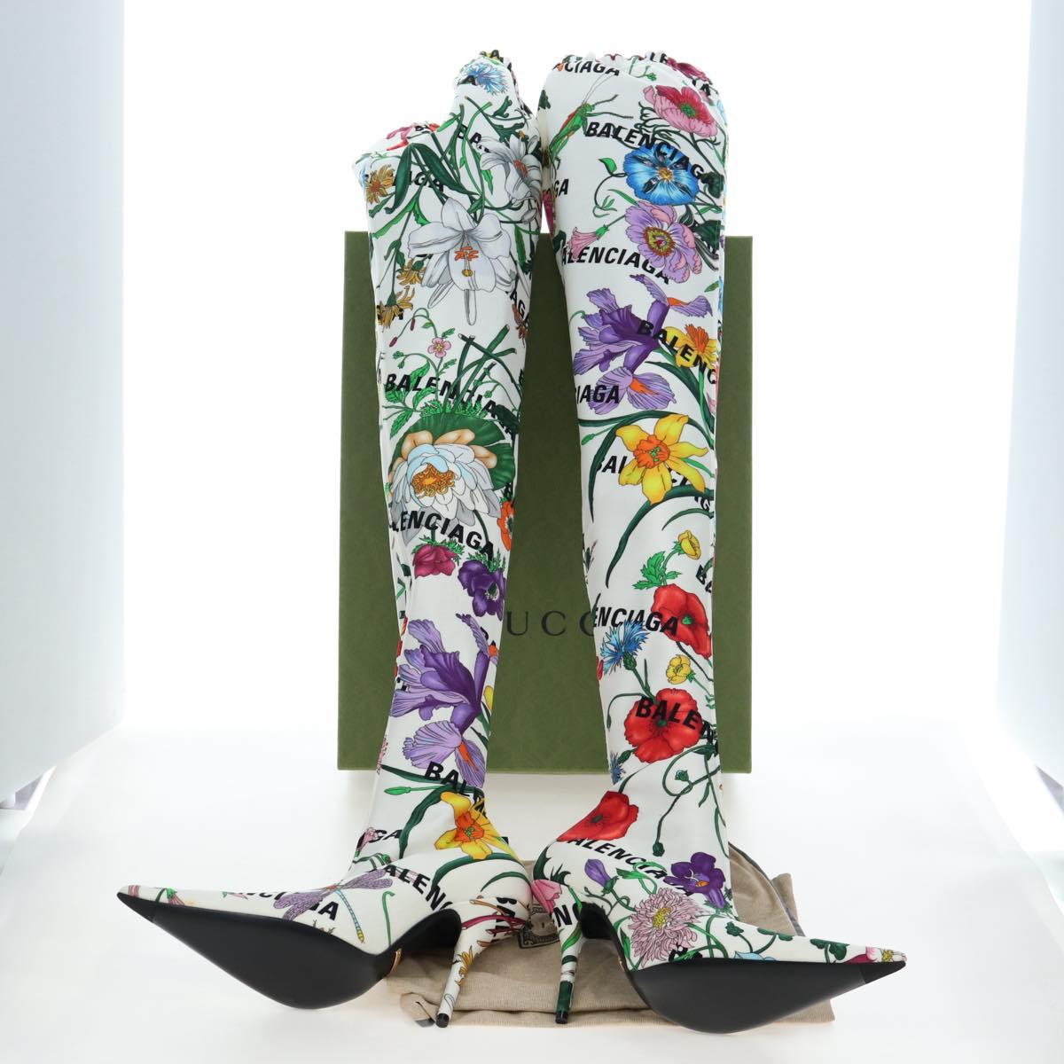 GUCCI x BALENCIAGA The Hacker Project Floral Long Heels Canvas Auth am12373SAM