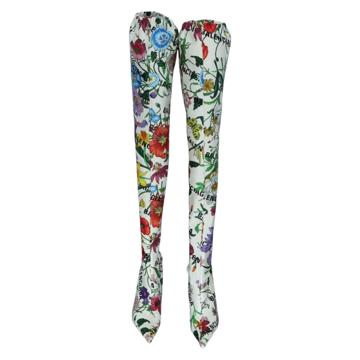 GUCCI x BALENCIAGA The Hacker Project Floral Long Heels Canvas Auth am12373SAM