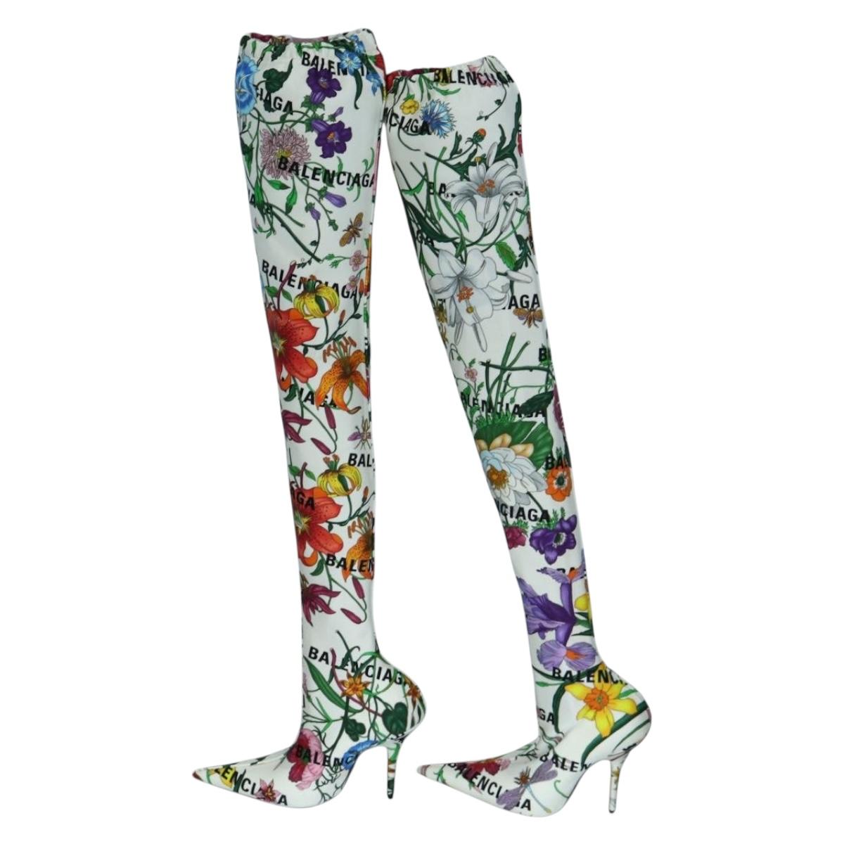 GUCCI x BALENCIAGA The Hacker Project Floral Long Heels Canvas Auth am12373SAM