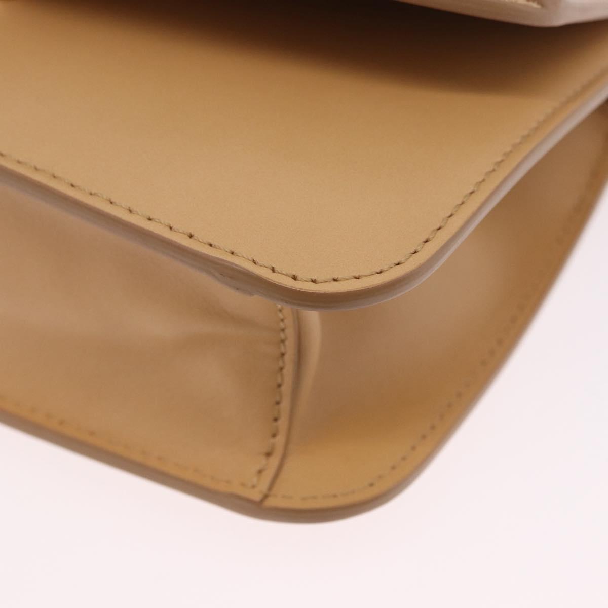 Chloe C Chain Shoulder Bag Leather Beige Gold Tone Auth am12374V