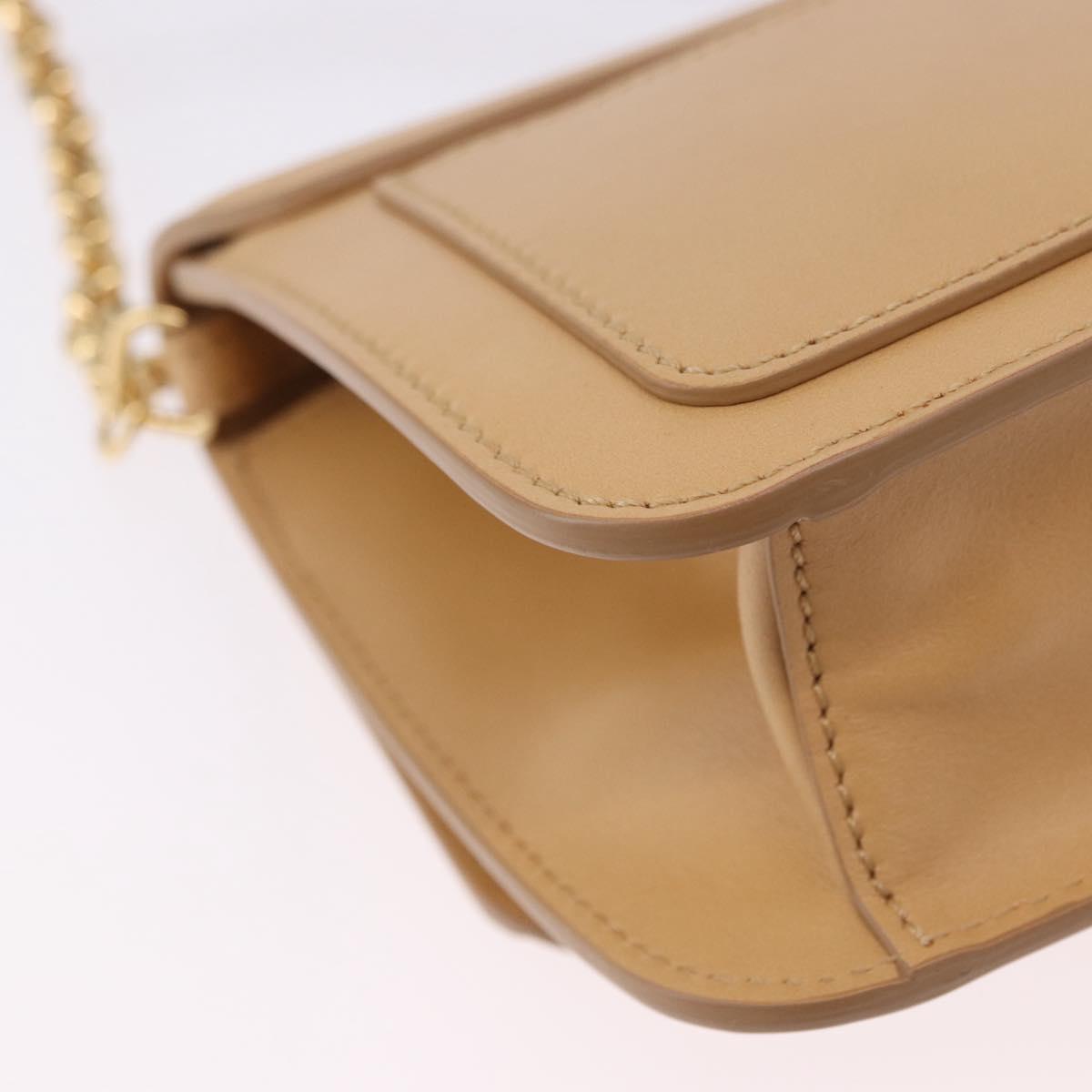 Chloe C Chain Shoulder Bag Leather Beige Gold Tone Auth am12374V