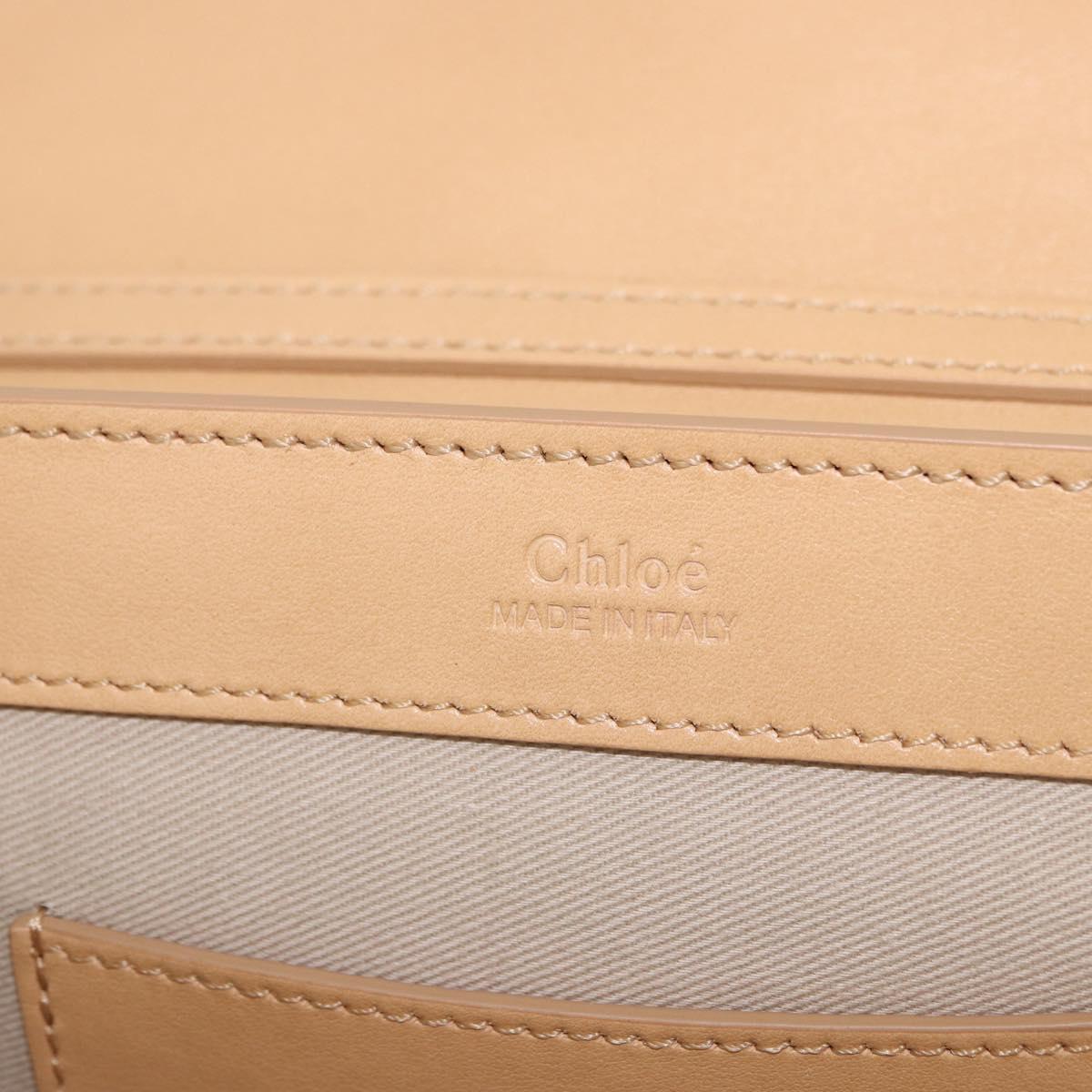 Chloe C Chain Shoulder Bag Leather Beige Gold Tone Auth am12374V