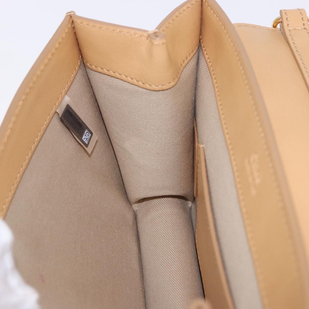 Chloe C Chain Shoulder Bag Leather Beige Gold Tone Auth am12374V