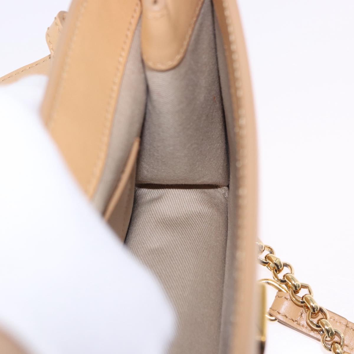 Chloe C Chain Shoulder Bag Leather Beige Gold Tone Auth am12374V