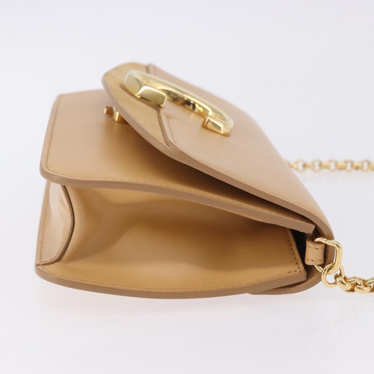 Chloe C Chain Shoulder Bag Leather Beige Gold Tone Auth am12374V