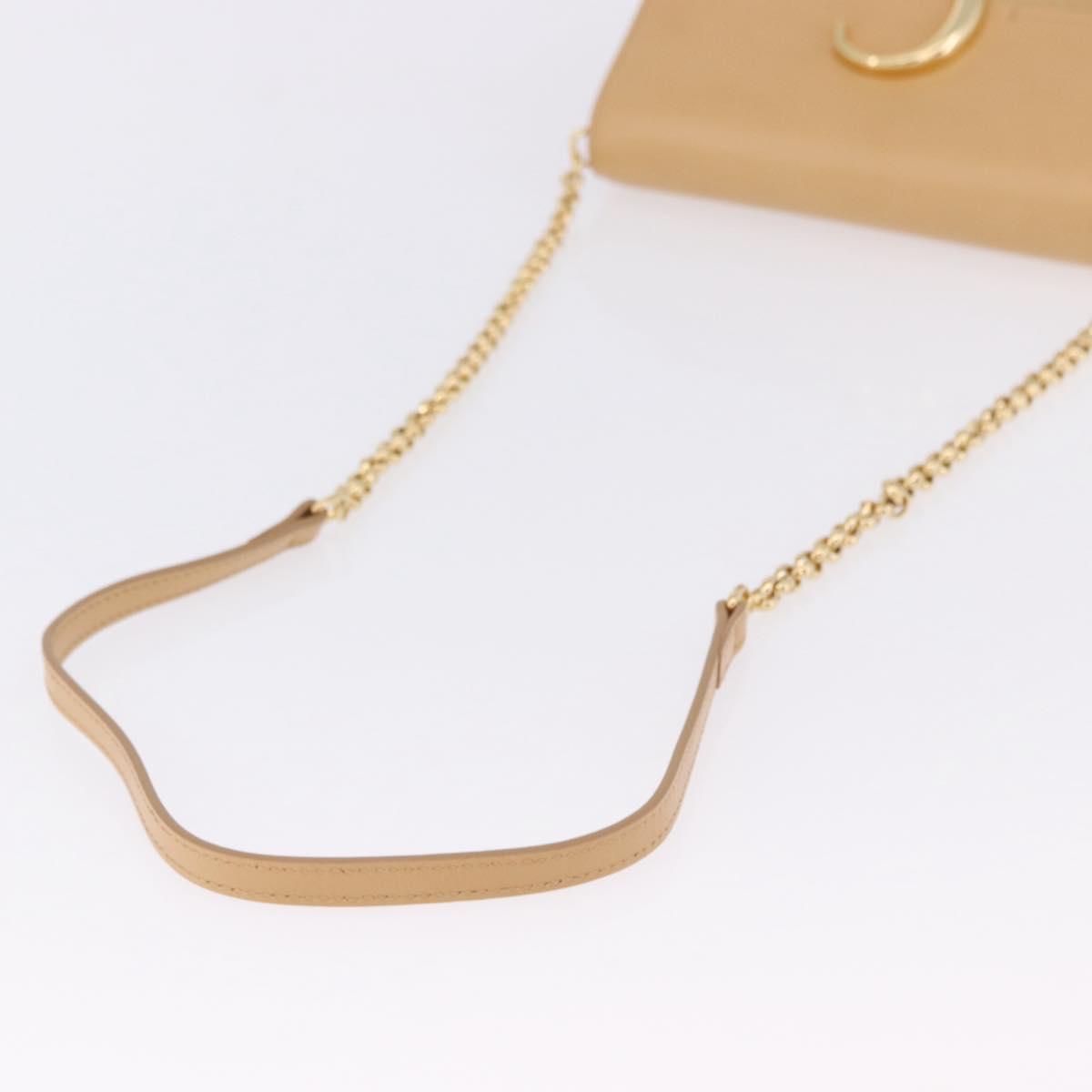 Chloe C Chain Shoulder Bag Leather Beige Gold Tone Auth am12374V