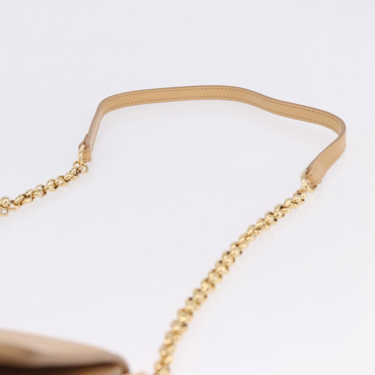 Chloe C Chain Shoulder Bag Leather Beige Gold Tone Auth am12374V