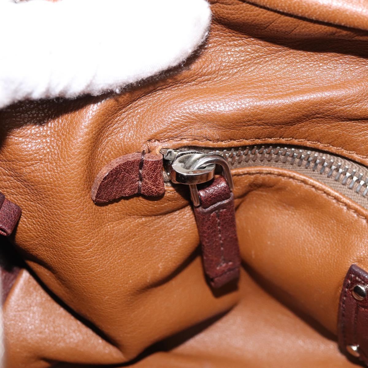 PRADA Hand Bag Leather Brown Silver BR2804 Auth am12375V