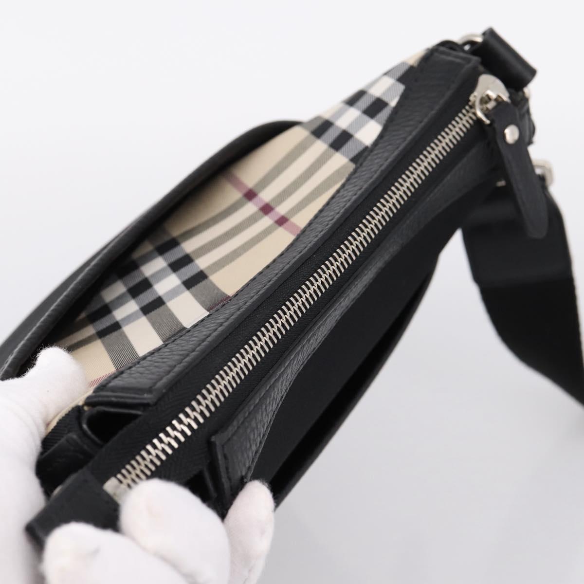 BURBERRY Nova Check Shoulder Bag Canvas Black Beige Auth am12376V