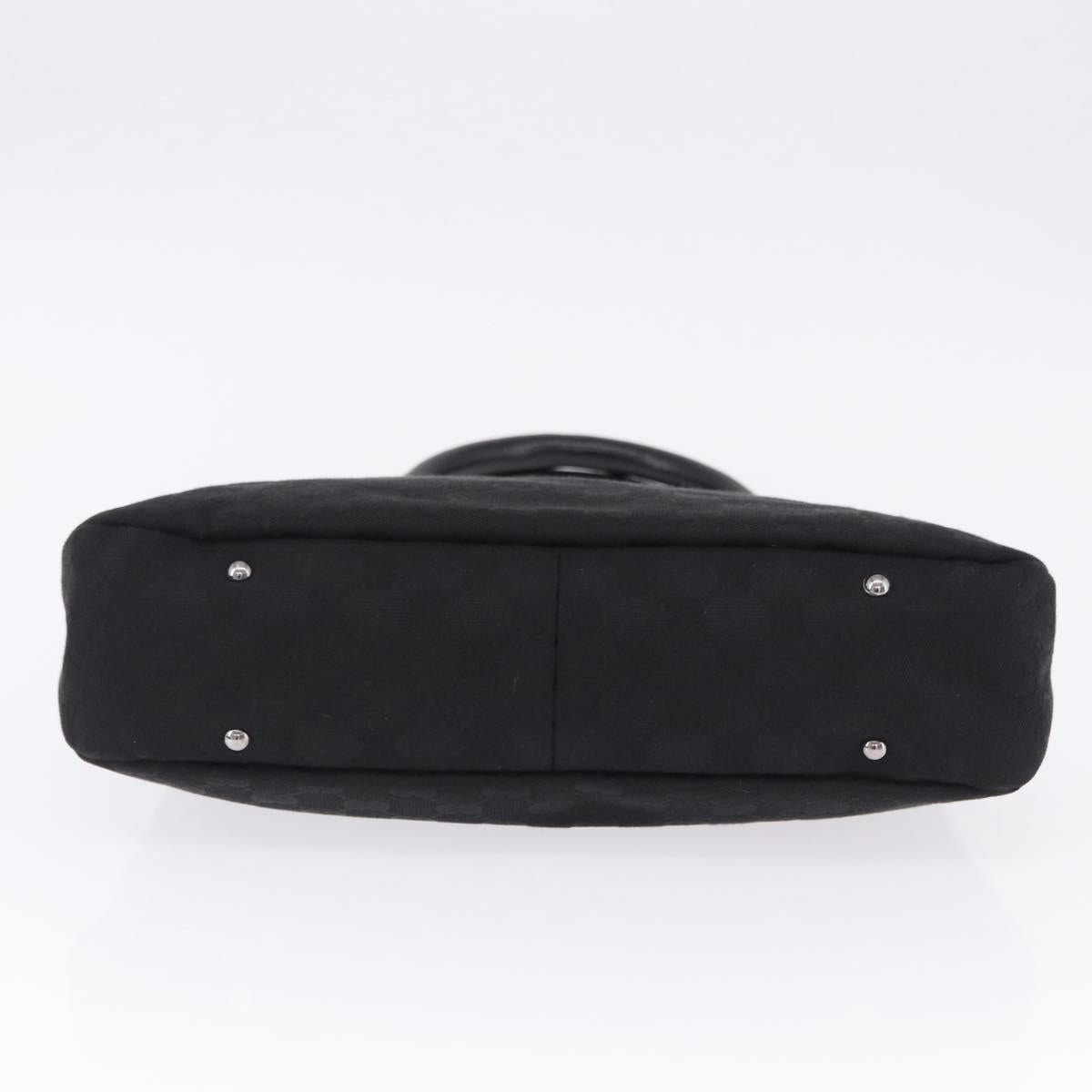 GUCCI GG Canvas Hand Bag Black Silver 131329 Auth am12380V