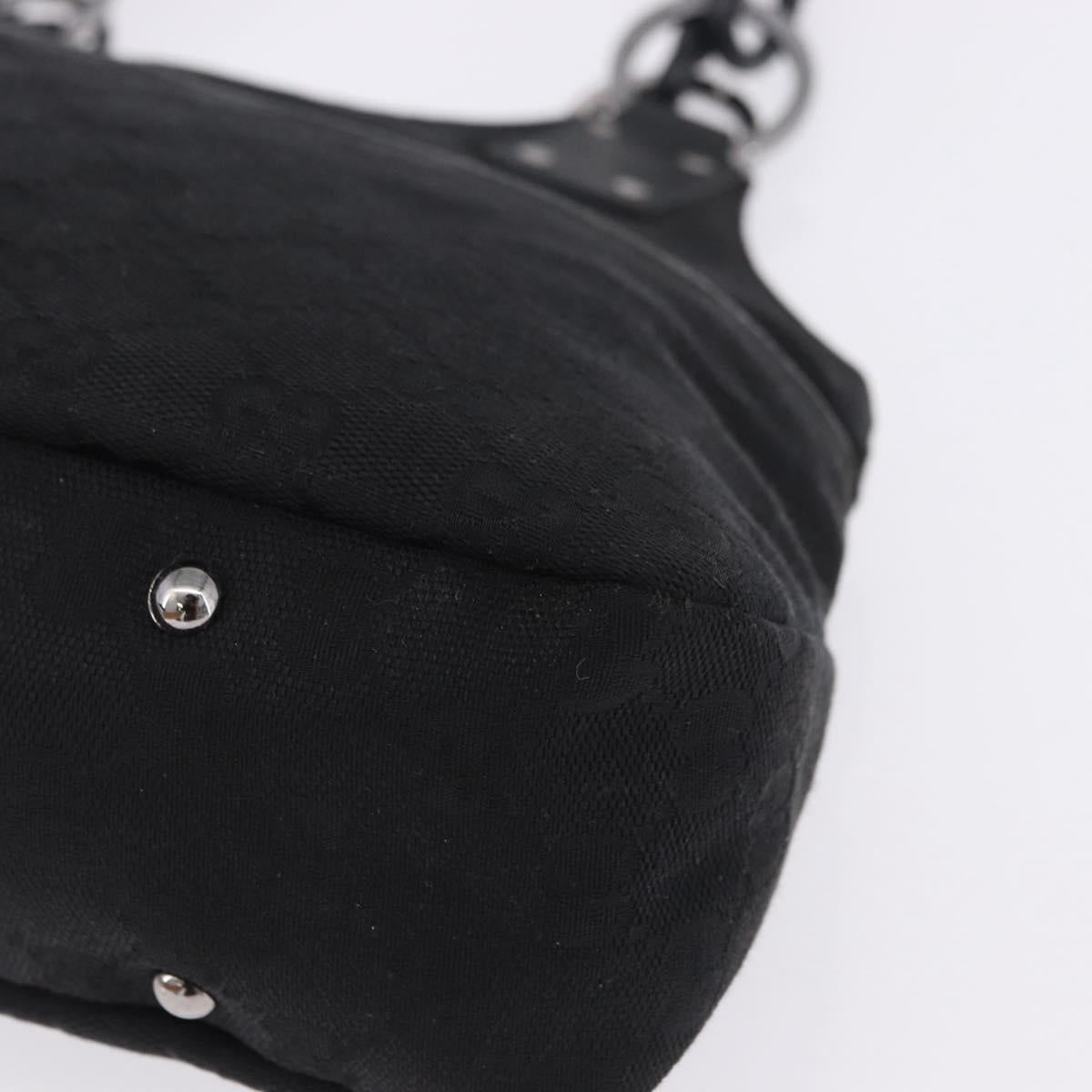 GUCCI GG Canvas Hand Bag Black Silver 131329 Auth am12380V