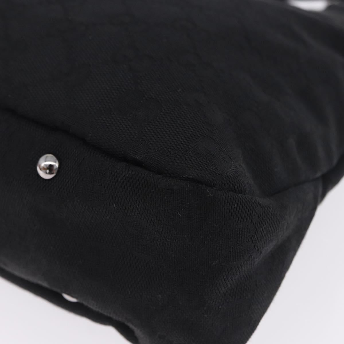 GUCCI GG Canvas Hand Bag Black Silver 131329 Auth am12380V
