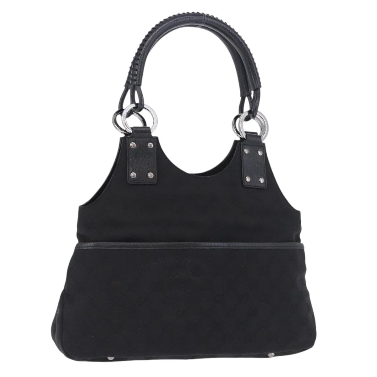 GUCCI GG Canvas Hand Bag Black Silver 131329 Auth am12380V