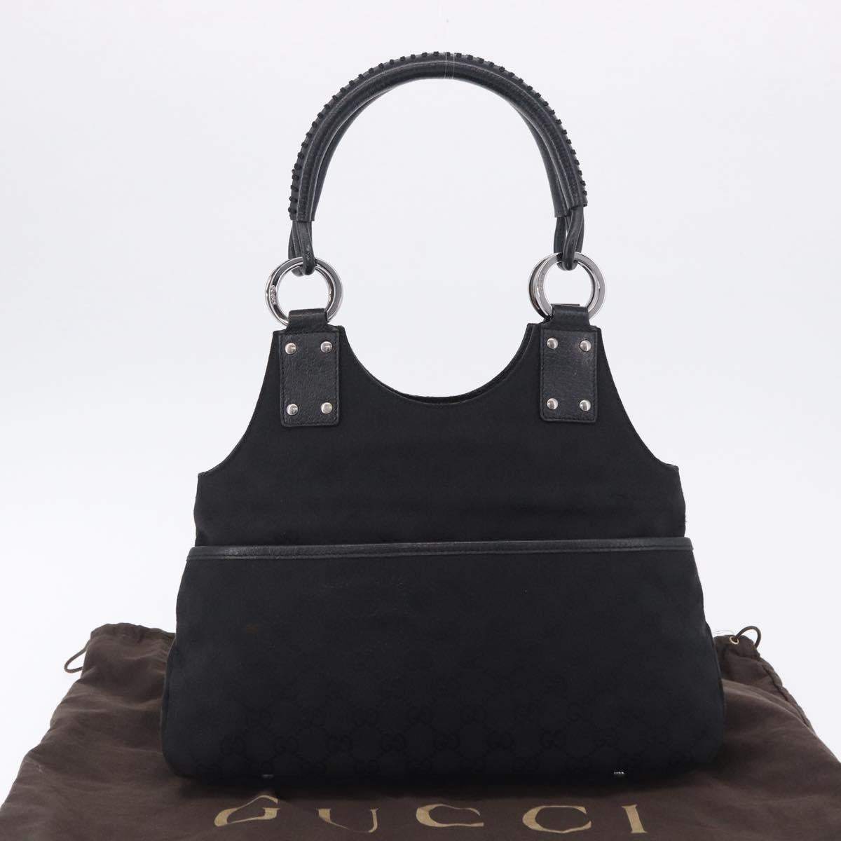 GUCCI GG Canvas Hand Bag Black Silver 131329 Auth am12380V