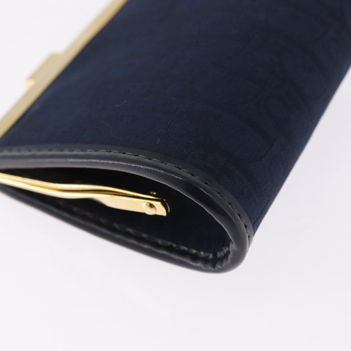 Christian Dior Trotter Canvas Coin Purse Navy Gold Auth am12381V