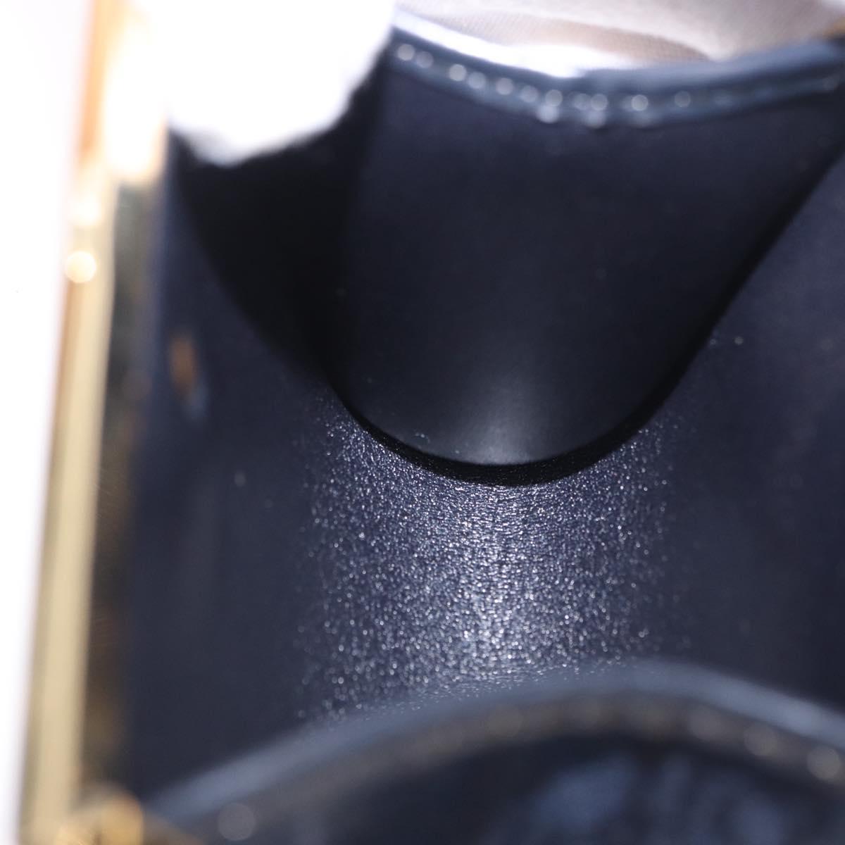 Christian Dior Trotter Canvas Coin Purse Navy Gold Auth am12381V