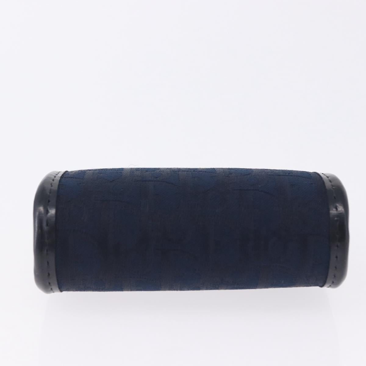 Christian Dior Trotter Canvas Coin Purse Navy Gold Auth am12381V