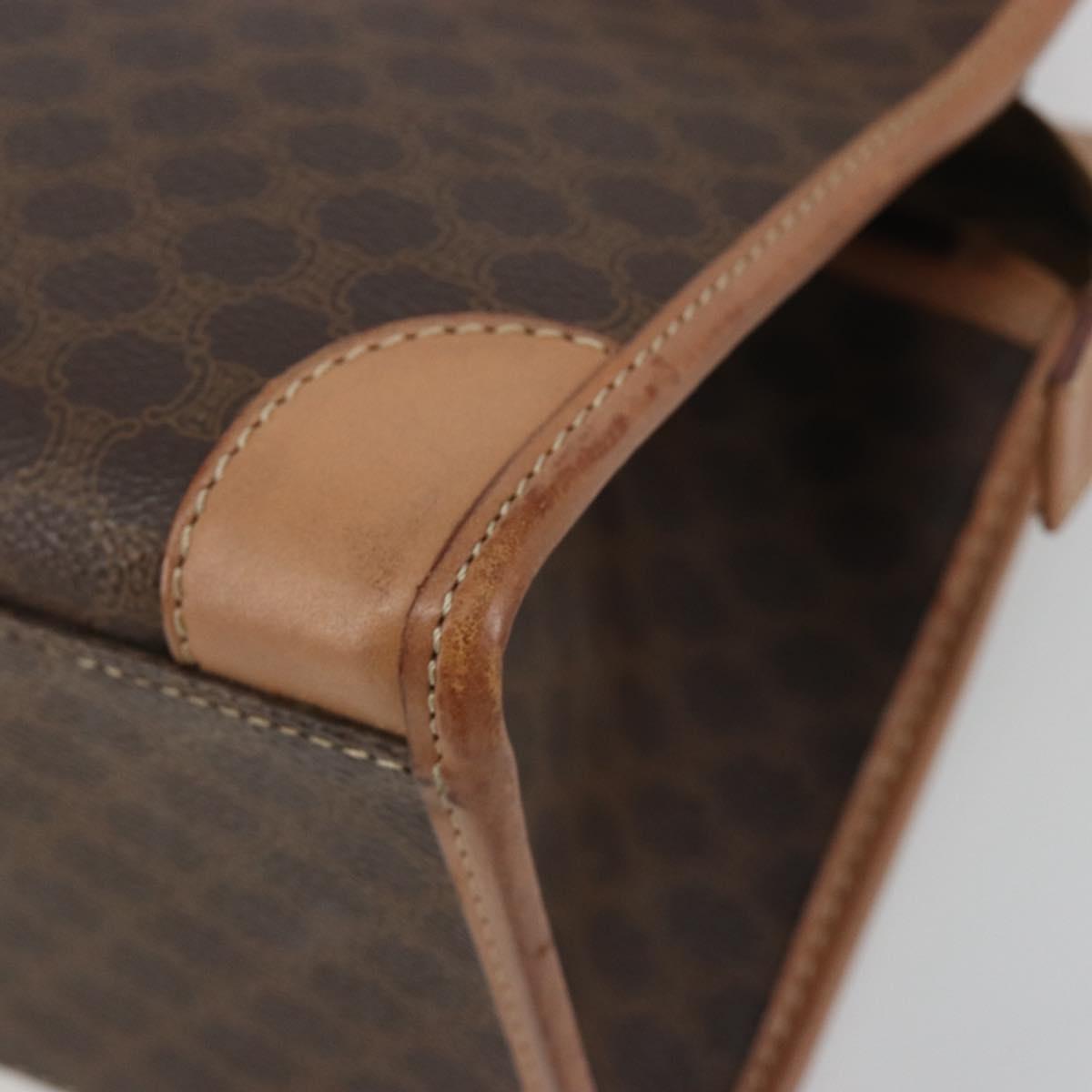 CELINE Macadam Canvas Hand Bag PVC Leather Brown Gold Auth am12382A