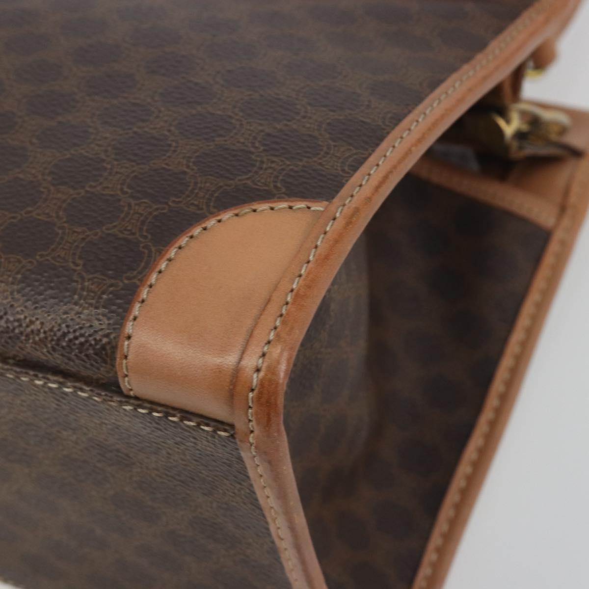 CELINE Macadam Canvas Hand Bag PVC Leather Brown Gold Auth am12382A