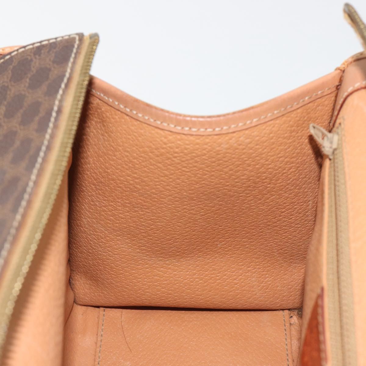 CELINE Macadam Canvas Hand Bag PVC Leather Brown Gold Auth am12382A