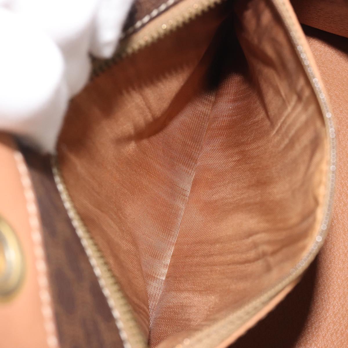 CELINE Macadam Canvas Hand Bag PVC Leather Brown Gold Auth am12382A