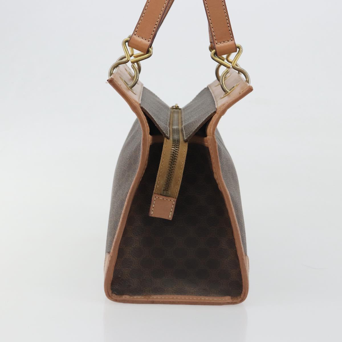 CELINE Macadam Canvas Hand Bag PVC Leather Brown Gold Auth am12382A
