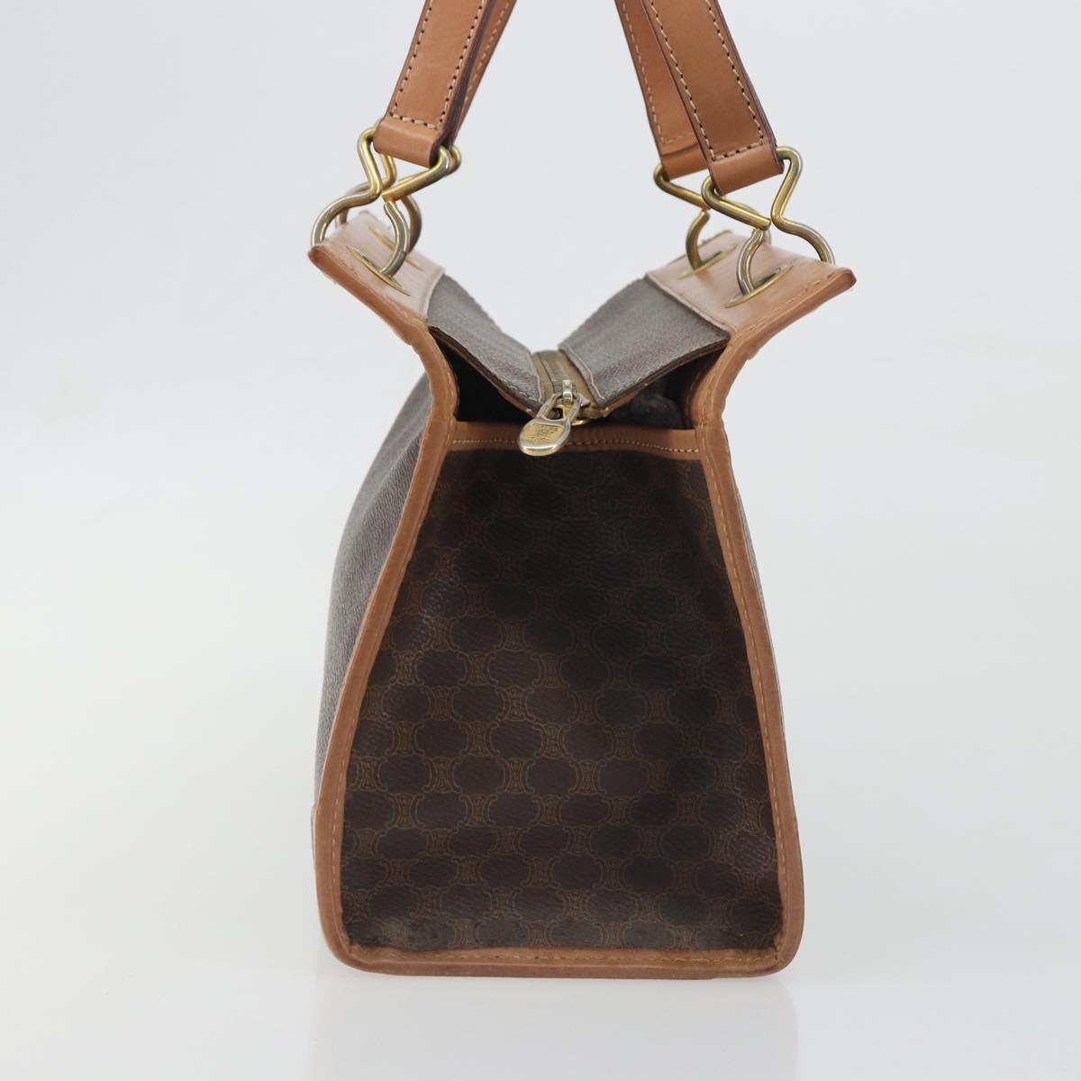 CELINE Macadam Canvas Hand Bag PVC Leather Brown Gold Auth am12382A