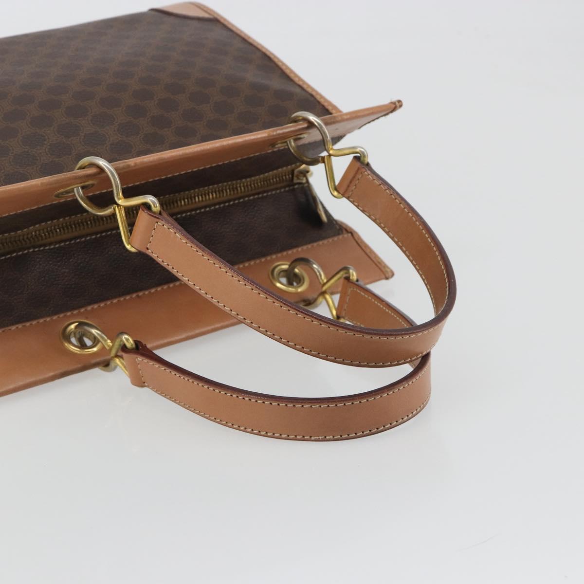 CELINE Macadam Canvas Hand Bag PVC Leather Brown Gold Auth am12382A