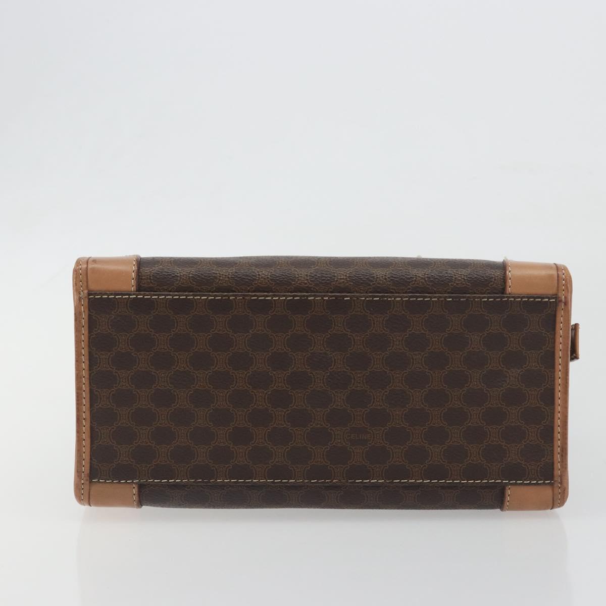 CELINE Macadam Canvas Hand Bag PVC Leather Brown Gold Auth am12382A