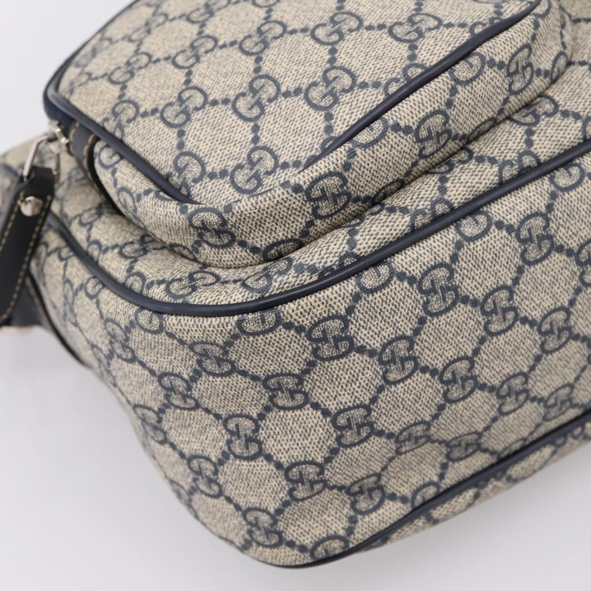 GUCCI GG Supreme Shoulder Bag PVC Navy Silver 246881 Auth am12385A