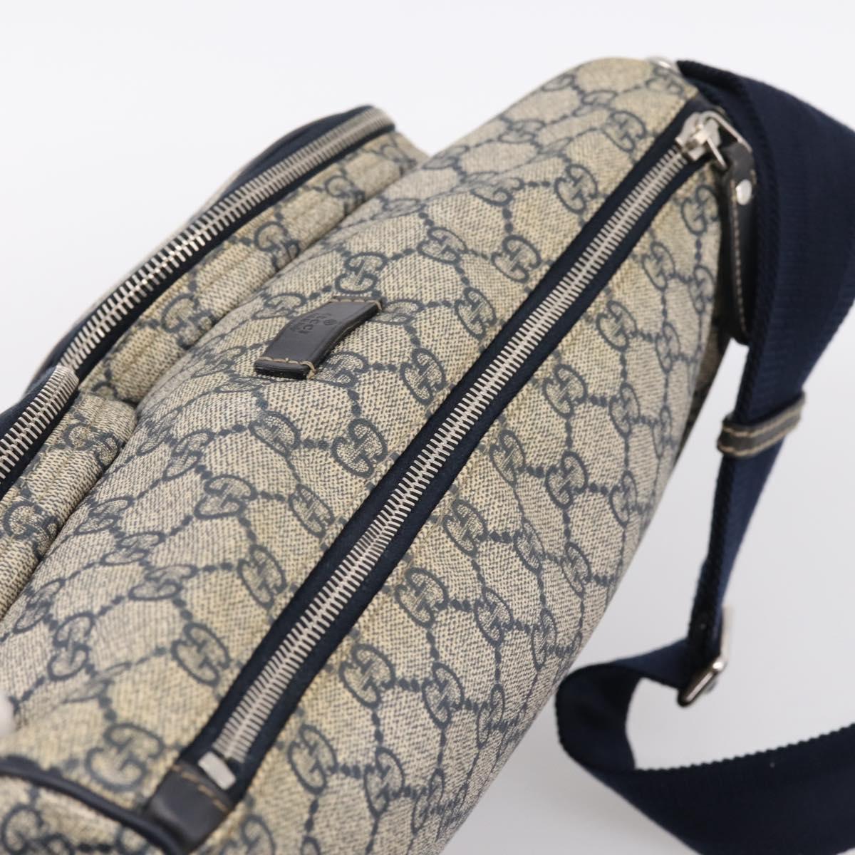 GUCCI GG Supreme Shoulder Bag PVC Navy Silver 246881 Auth am12385A