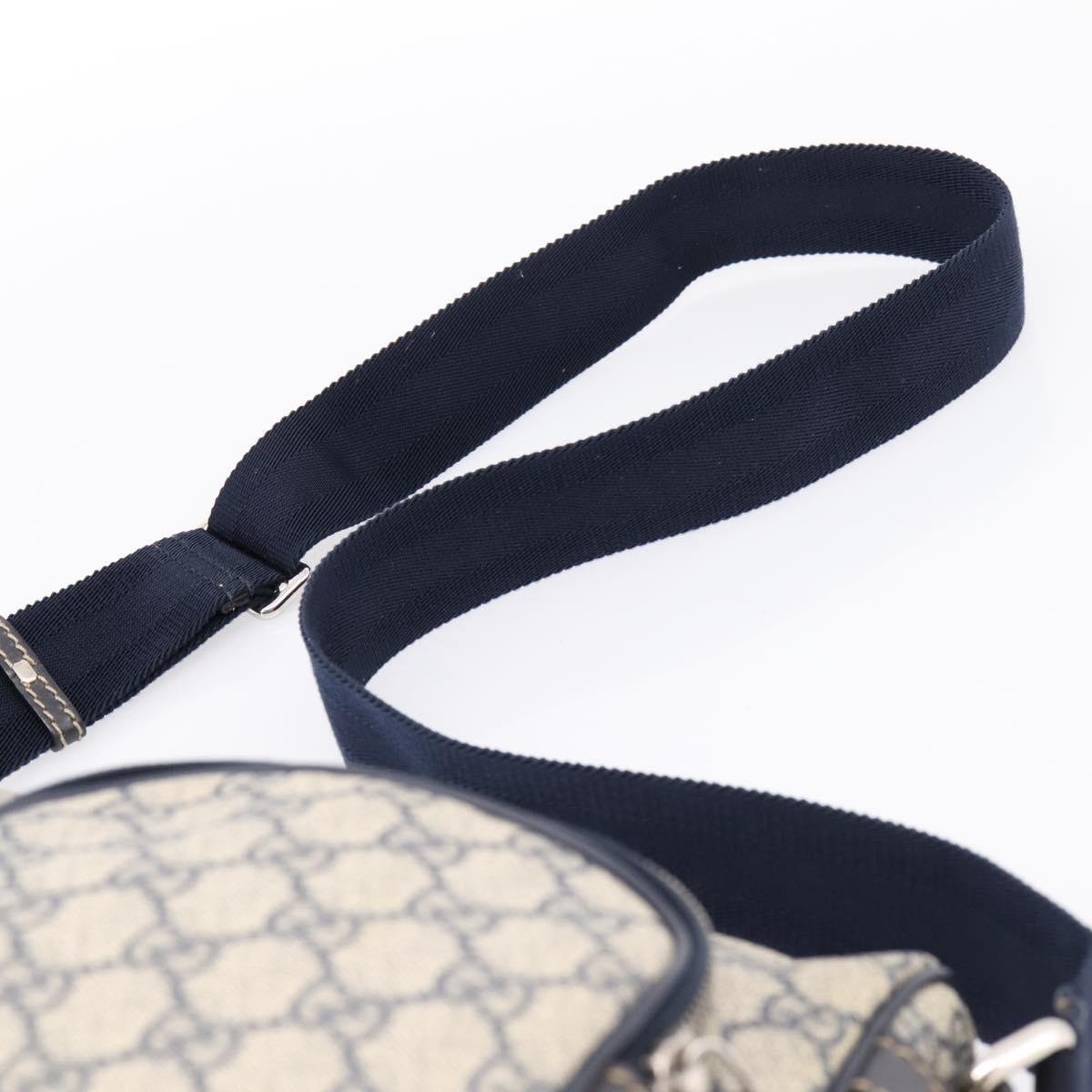 GUCCI GG Supreme Shoulder Bag PVC Navy Silver 246881 Auth am12385A