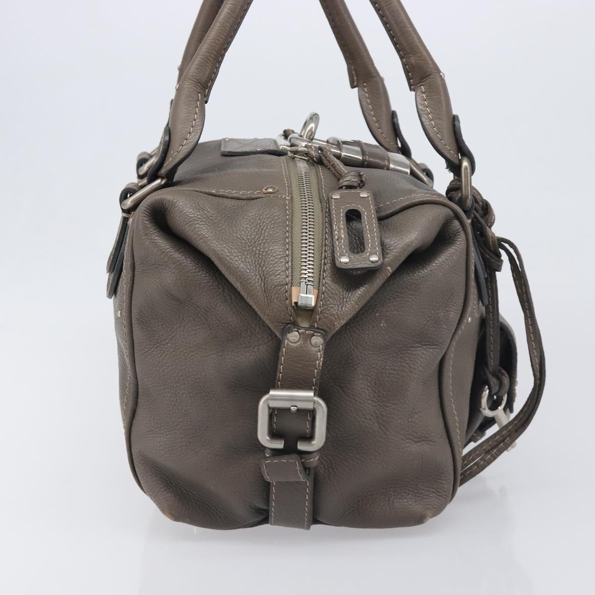 Chloe Paddington Hand Bag Leather Gray Silver Auth am12387V