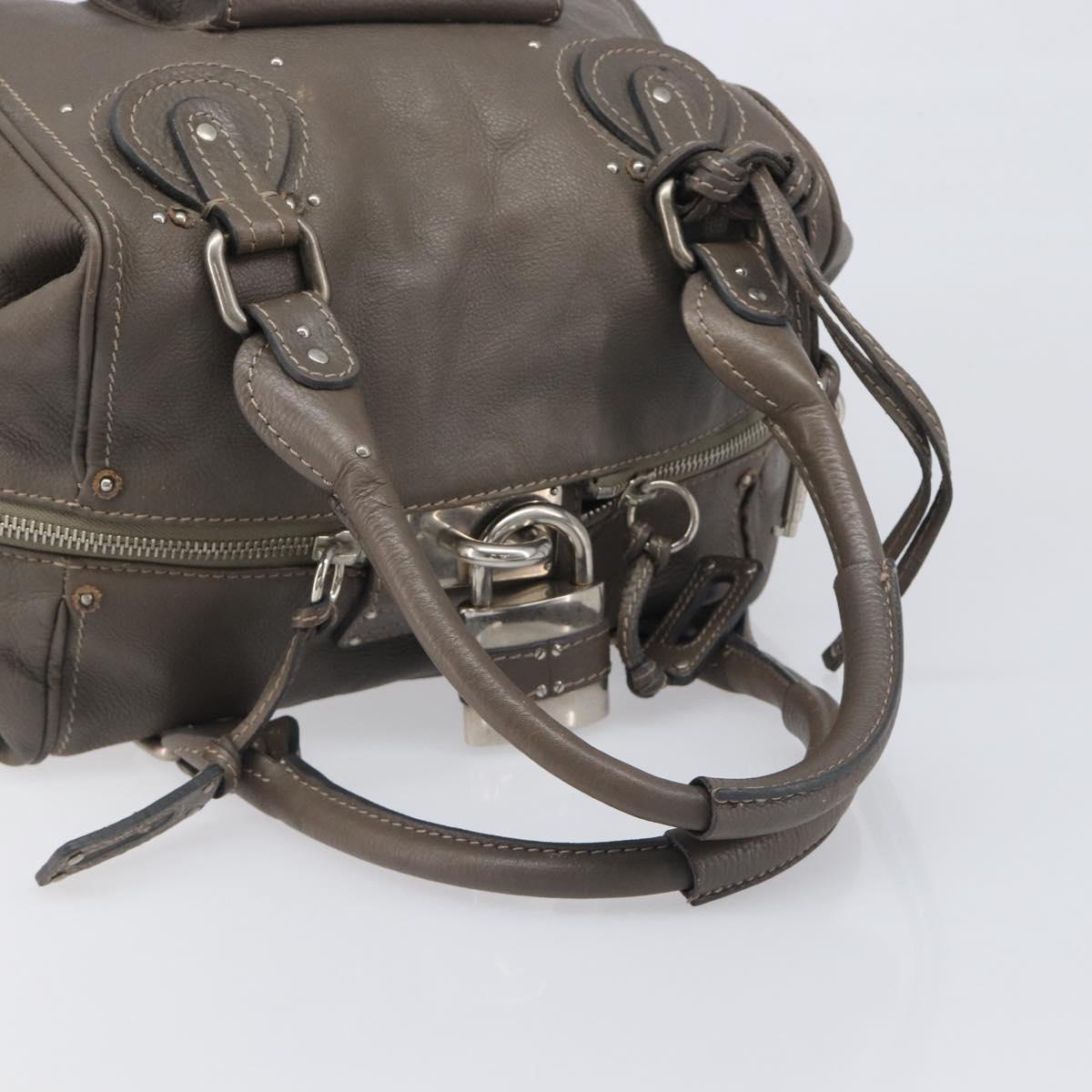 Chloe Paddington Hand Bag Leather Gray Silver Auth am12387V