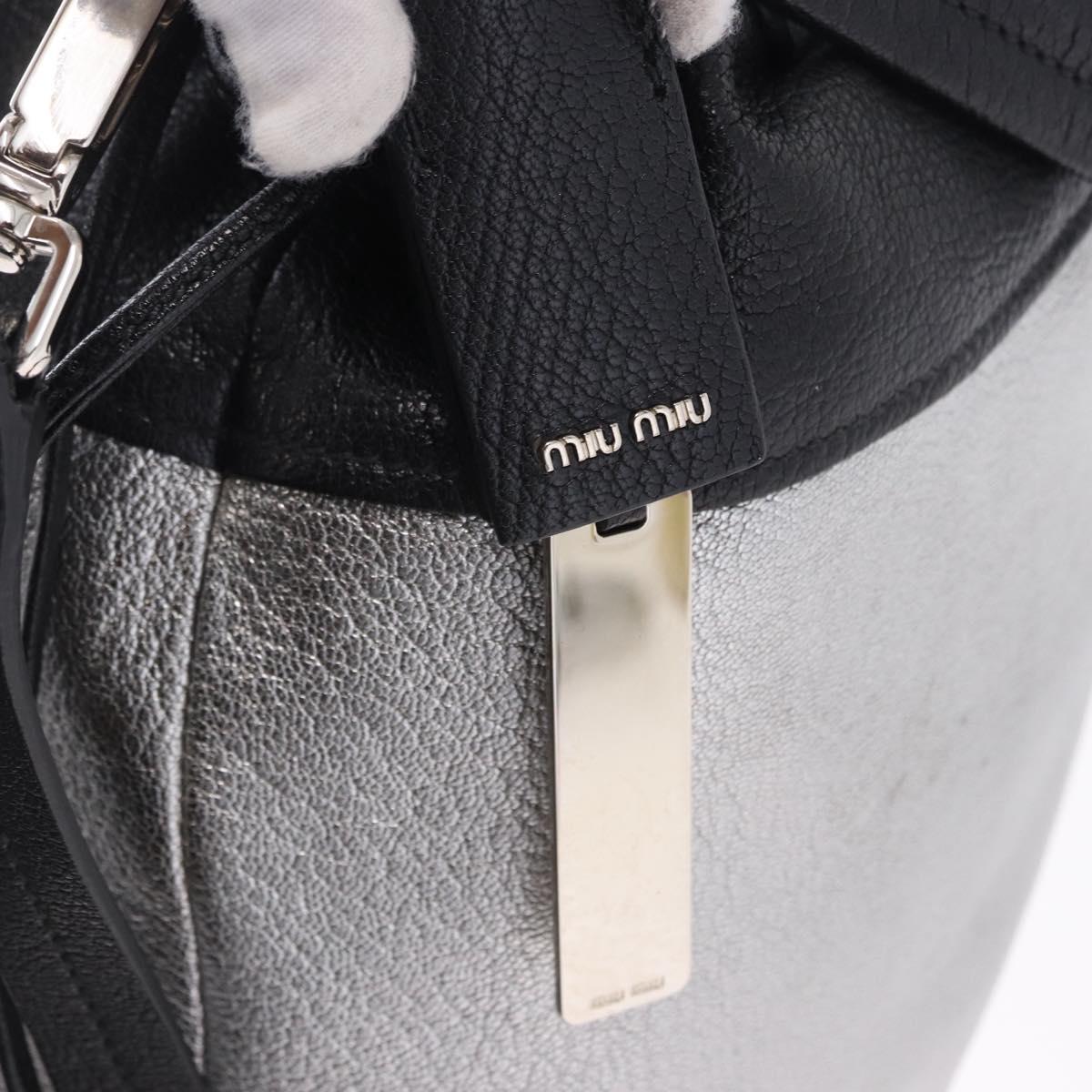 Miu Miu Shoulder Bag Leather Silver R1129C Auth am12389A
