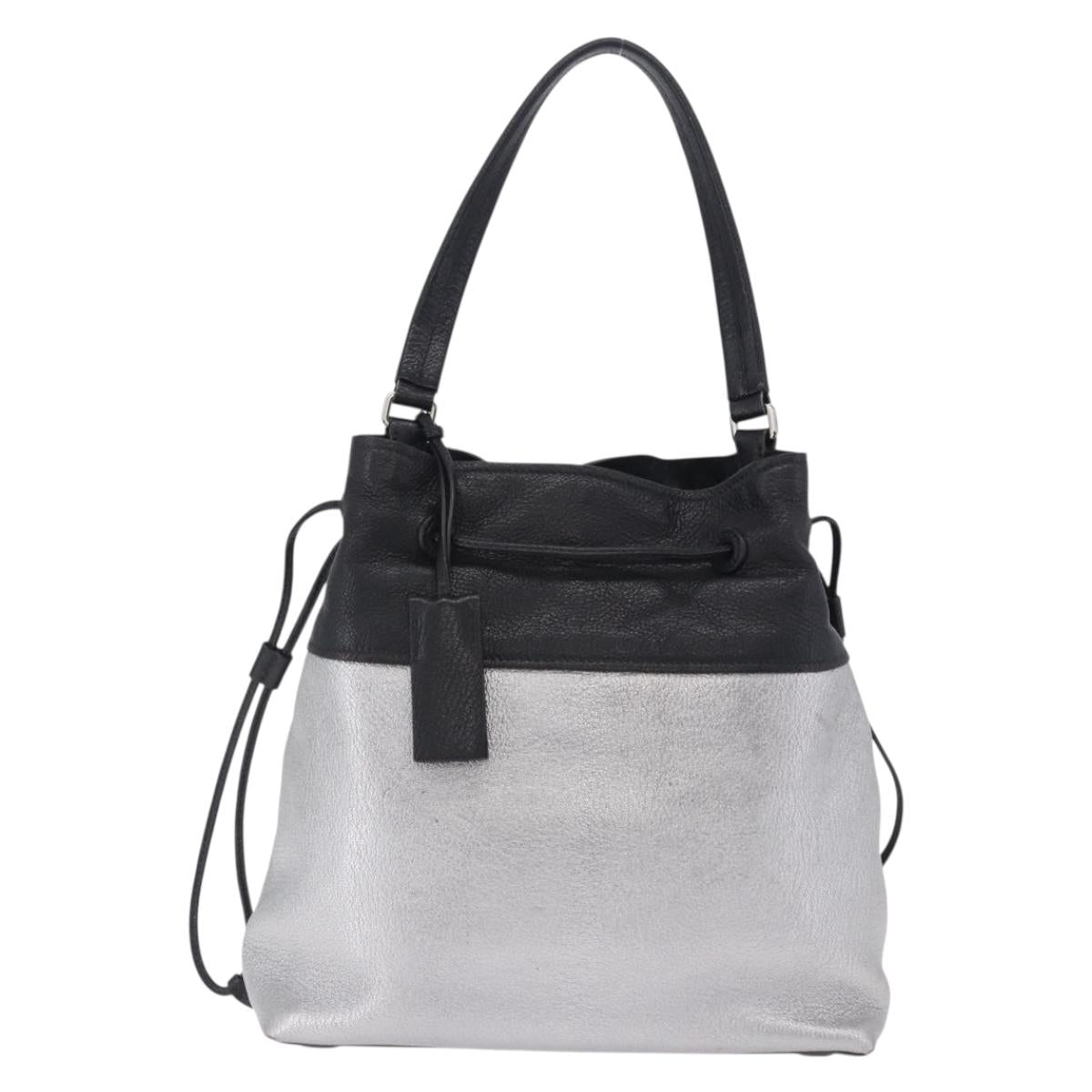 Miu Miu Shoulder Bag Leather Silver R1129C Auth am12389A