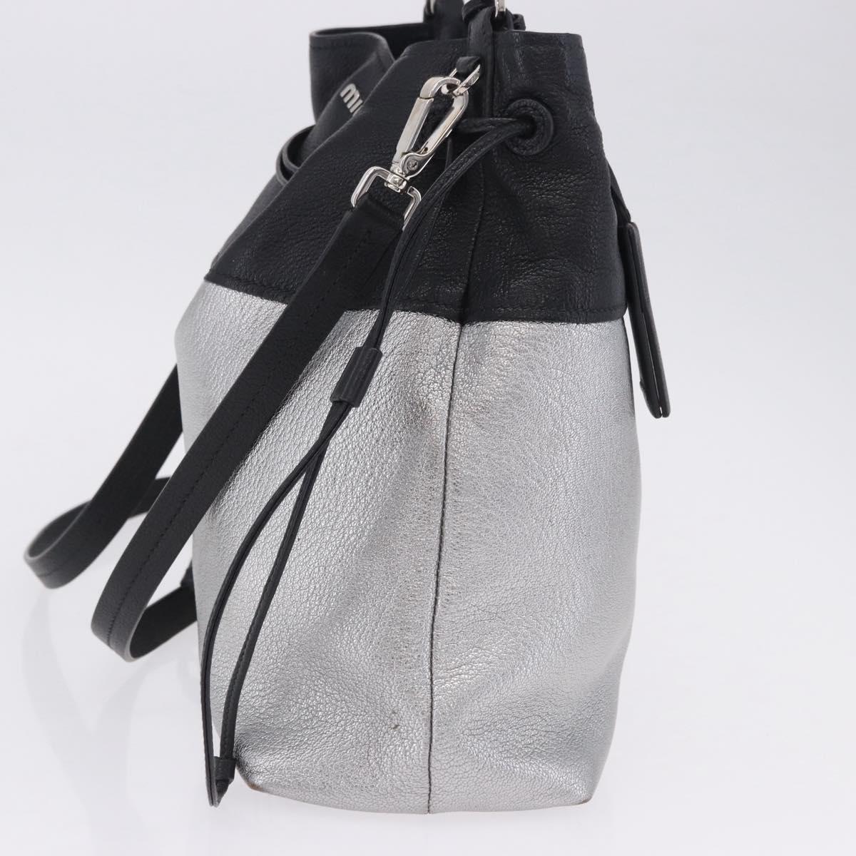 Miu Miu Shoulder Bag Leather Silver R1129C Auth am12389A
